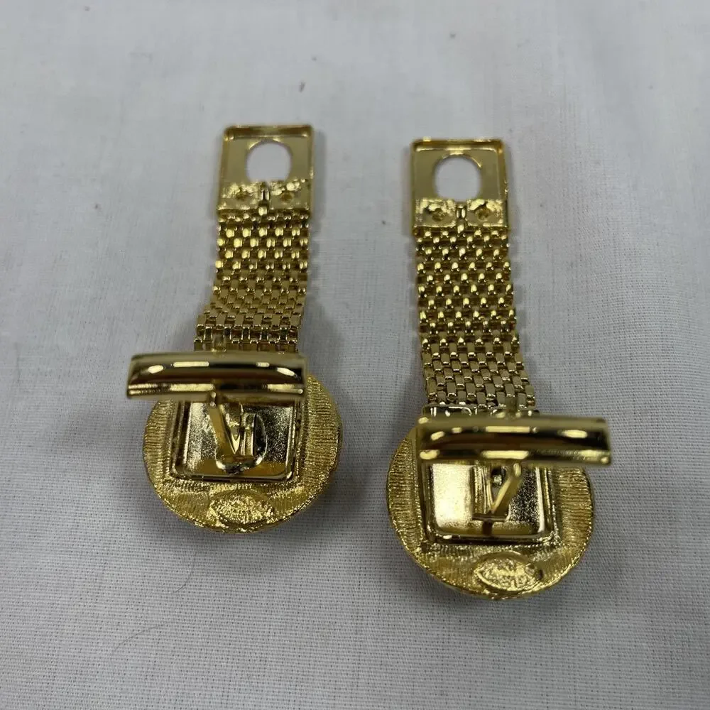 Men’s amber stone gold wrap around cuff links Celebrity NY.
